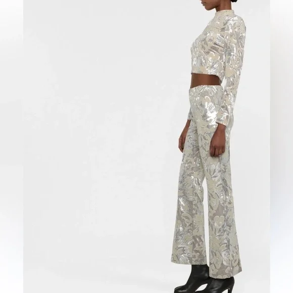 MAJE Woman's Velvet set of top&trousers with sequin embroidery size 1 NWOT